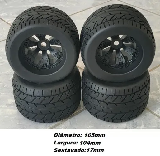 4 Pneus On-Road para Rc 1:8 - Serve P/ Traxxas Revo 3.3, E-Revo, Summit, Savage e Outros