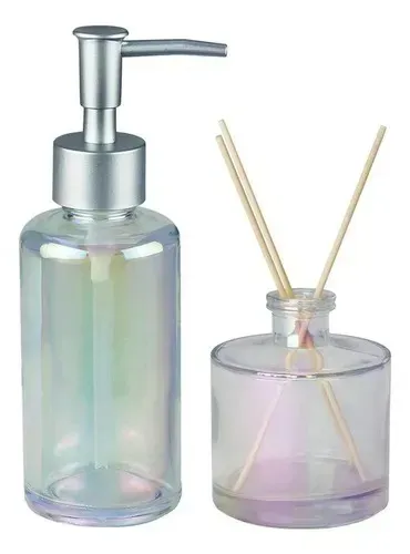 Conj. Porta Sabonete/difusor Vidro Com Palitos Rainbow