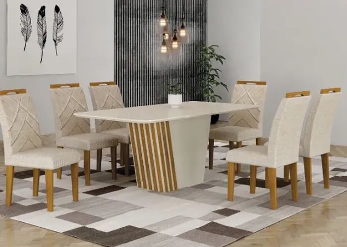 Mesa Jantar C/6 Cadeiras Estrutura Madeira Maciça.São Produtos Novos Direto da Fábrica.