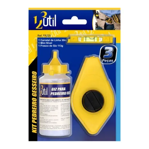 Kit Pedreiro Gesseiro Giz Linha E Nível