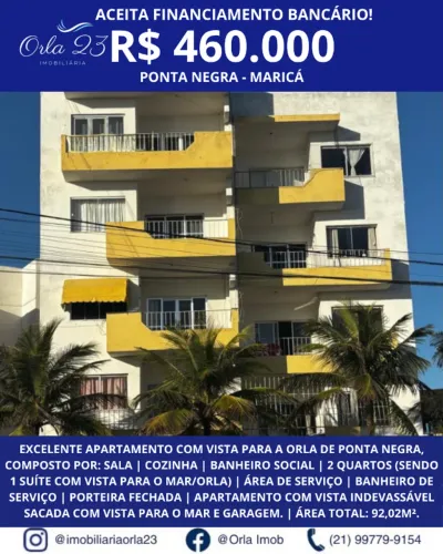 PONTA NEGRA, ORLA 23 IMOBILIÁRIA VENDE! Viva o privilégio de morar com vista para o mar