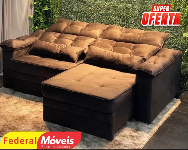 Sofá Retrátil 2,00m Veludo Lançamento - Entregamos