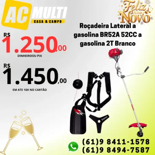 Roçadeira Lateral Branco  a gasolina BR52A 52CC a gasolina 2T Branco