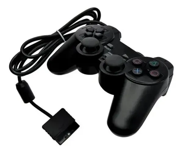 Controle Para PS2 Com Fio Analógico Cor Preto - Novo