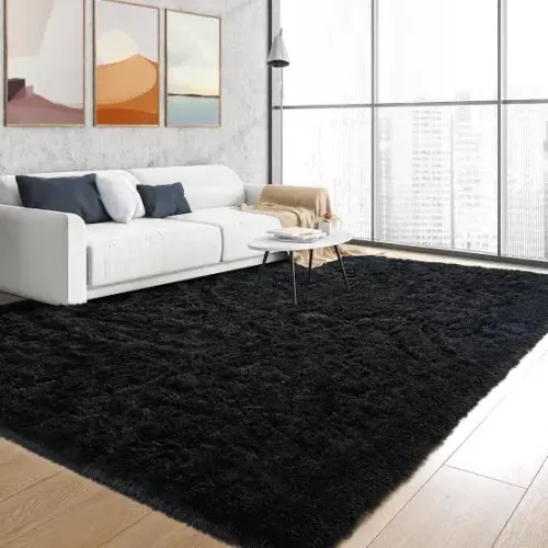 Tapete Peludo Preto para Sala OFERTA