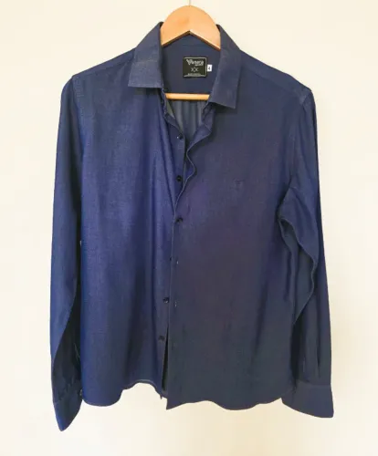 Camisa social masculina cor azul jeans Venera tam 4 original