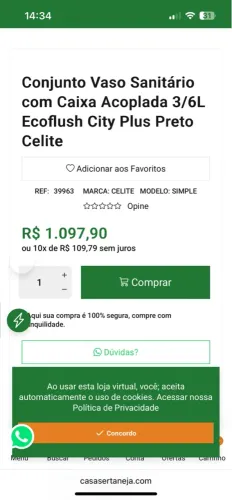 Caixa acoplada da Celite 