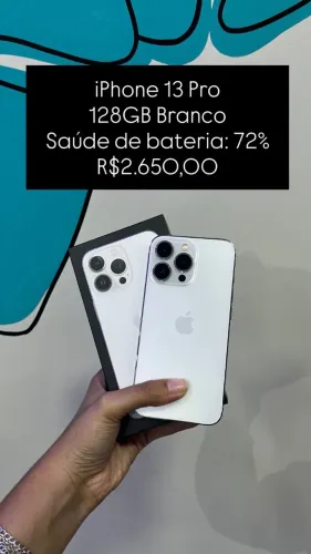 iPhone 13 Pro / 128GB Branco / Saúde de Bateria: 72% / Original / Loja física / $2.650,00