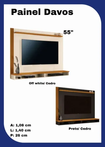 Painel para TV 55'' off white/cedro