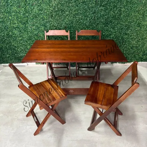 Conjunto Dobrável 1,20x70 e 4 cadeiras