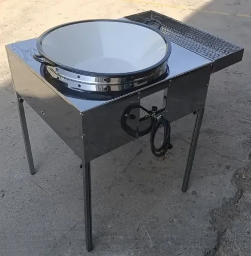 Fogão Pasteleiro em Inox com Tacho 10 Litros Queimador Fritador de Pastel Completo