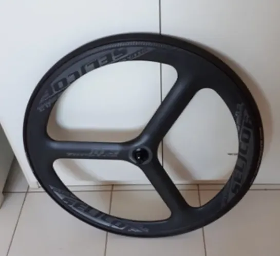Roda Bicicleta Speed Triathlon Tri-spoke De Carbono + Continental