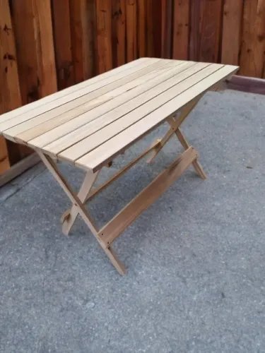Mesa dobrável avulsa de 1,20 x 65 madeira de eucalipto CRUA