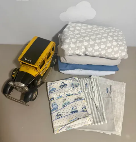 Kit 4 lençóis de berço bebê com fronha