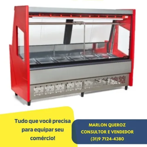Balcão de Açougue Vermelho com Tendal 2M Polar