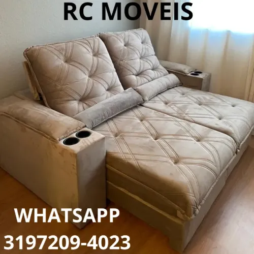 Sofá Cuiabá Retrátil e Reclinável com Porta-Copos - Conforto e Estilo