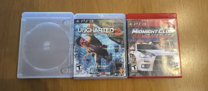 Jogos Uncharted 2 e Midnight Club não funciona capa ou encarte para substituição 