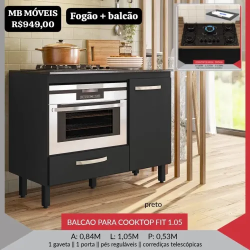 Fogão cooktop itatiaia + balcão 1.05