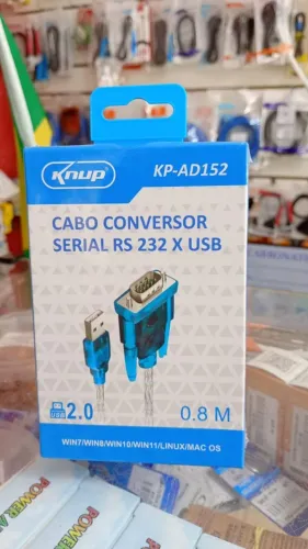 Cabo Conversor Serial RS232 (DB9) Para USB 2.0 0.8m - Novo
