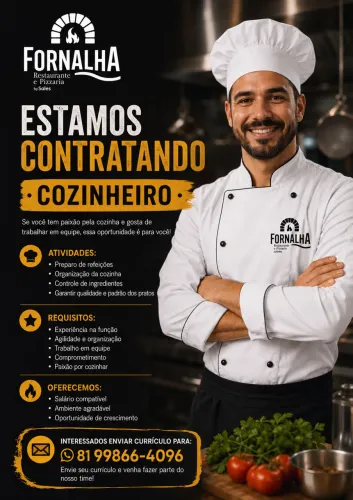 Cozinheiro(a) para Restaurante e Pizzaria