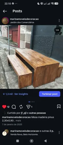 Mesa Rústica com 2 bancos