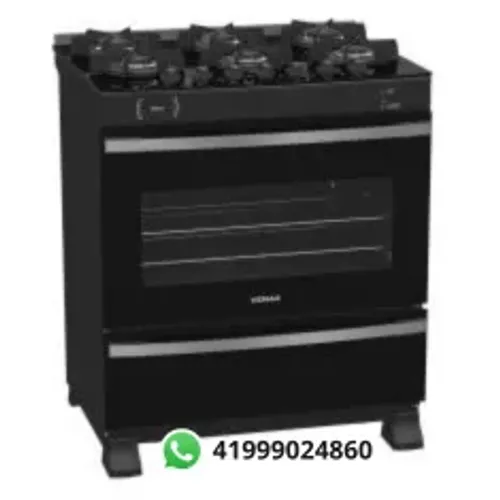 Fogão 6 Bocas Preto em Bom Estado
