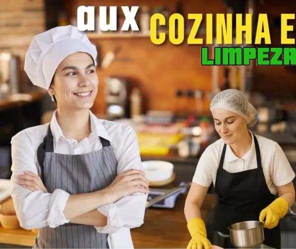 Vaga para aprendiz: auxiliar cozinha e limpeza 