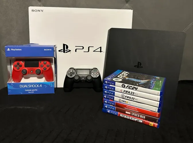 ? PS4 Slim 1TB Completo + 2 Controles Originais + 7 Jogos ?