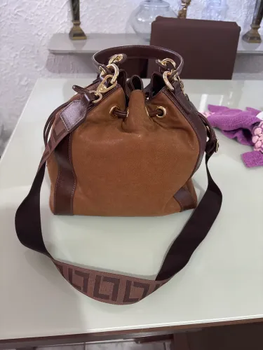 Bolsa de Couro Luz da Lua Marrom - Nunca Usada