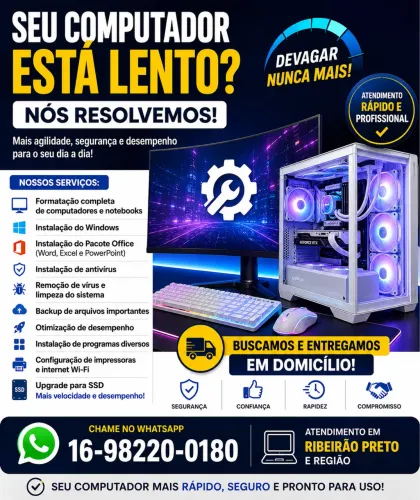Formatação de PC e Notebook | Busca e Entrega em Domicílio