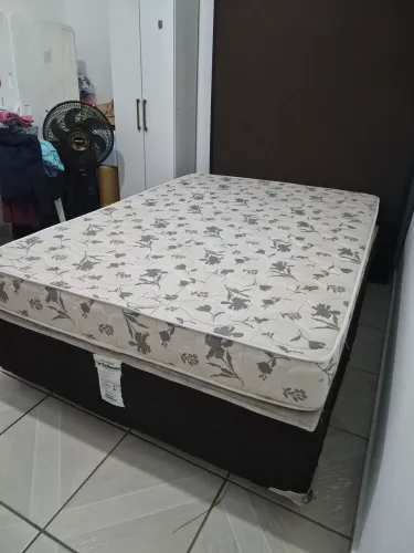 Cama de casal completa base + colchão ortobom