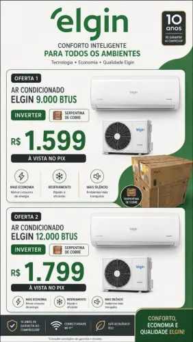 AR CONDICIONADO ELGIN 12 MIL BTUS INVERTER