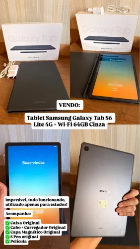 Vendo Tablet Samsung Galaxy Tab S6 Lite 4G + Wi-Fi 64GB Cinza