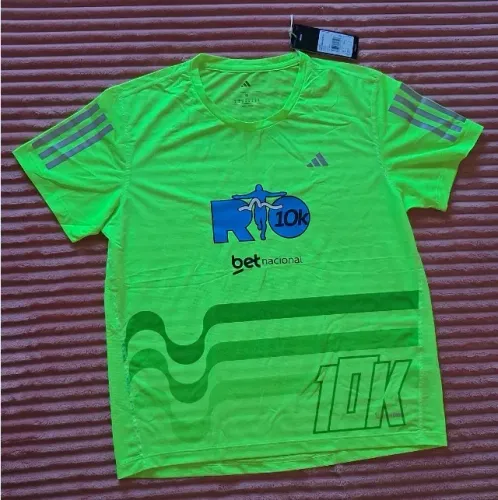 camiseta adidas maratona rio 10k rj - Verde Neon Climacool
