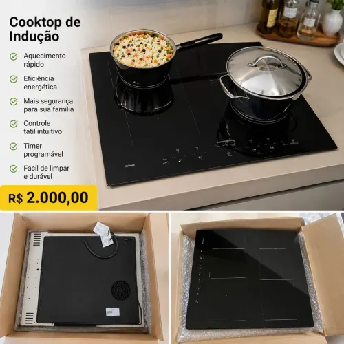 COOKTOP INDUÇÃO PANASONIC 4 BOCAS KY-W648CLRPK 220V SEMINOVO NA CAIXA<br>