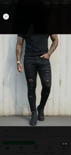 Calça masculina super skinny rasgada na cor branca preto azul escuro azul claro