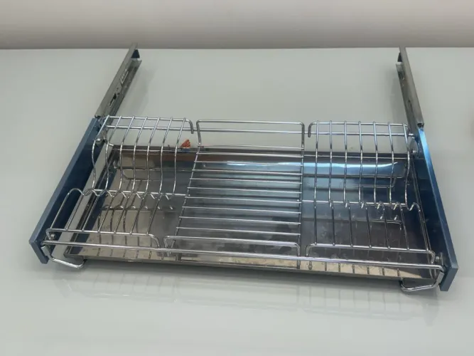 Escorredor de louças inox deslizante para armário/cozinha planejada