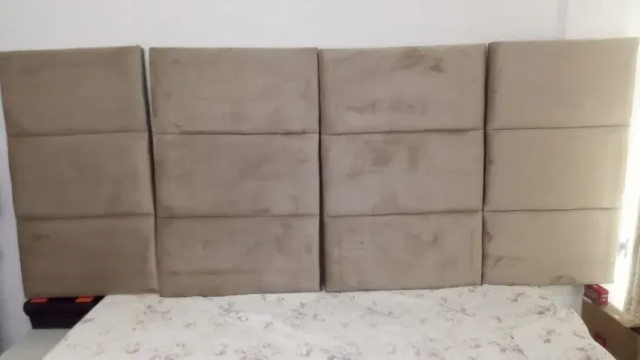 Jogo de cabeceira suede bege