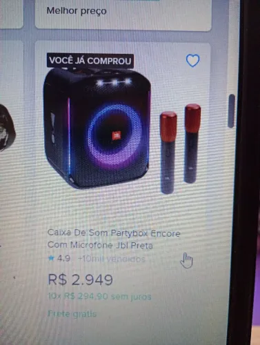 Caixa de som Partybox Encore com 2 microfone JBL preta