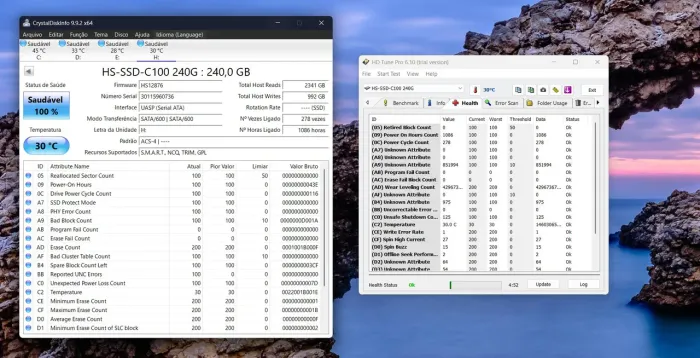 Ssd c100 hikvision 256 GB