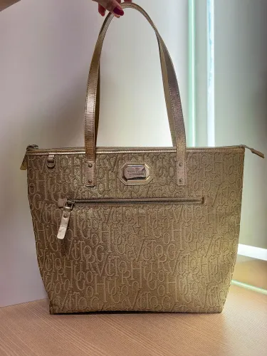 Bolsa Victor Hugo Original Marrom com Estampa Monograma