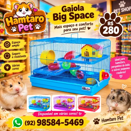 Gaiola big space para hamster