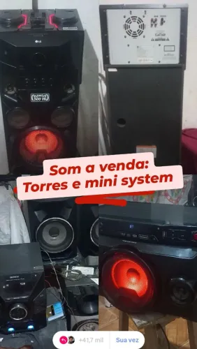 Som torre e mini system com Bluetooth