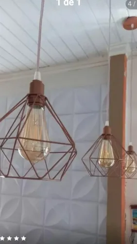 Luminária diamante + lâmpada Led filamento 