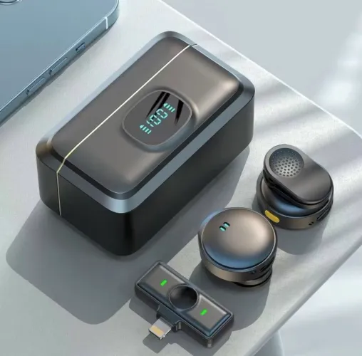 Mini Microfone sem fio De Lapela  mic Ruído Gravação de víde Para iPhone Android   