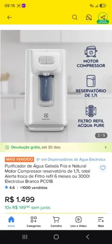 Purificador de água Eletrolux