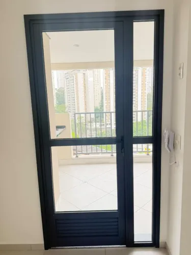 Porta de alumínio preta, nova