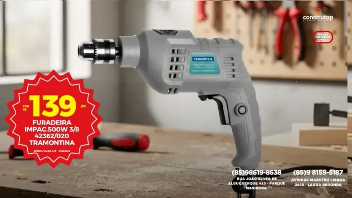 Furadeira de Impacto Tramontina 500W 3/8" - Nova/Lacrada - R$ 139,90