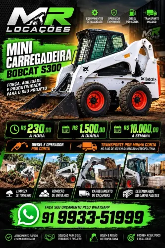 ALUGUEL LOCAÇÃO BOBCAT MINI CARREGADEIRA