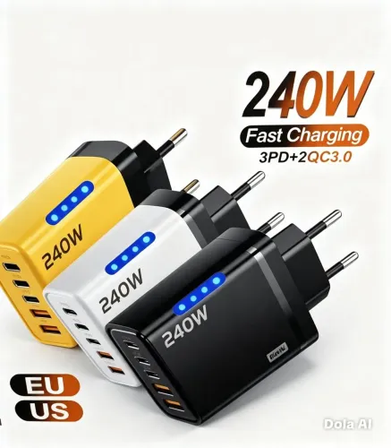 Carregador Rápido 240V 5 em 1 Adaptador USB